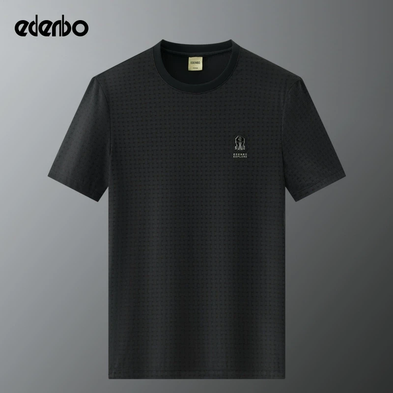 【商场同款】爱登堡男士短袖t恤2025新款夏季透气圆领休闲打底衫潮