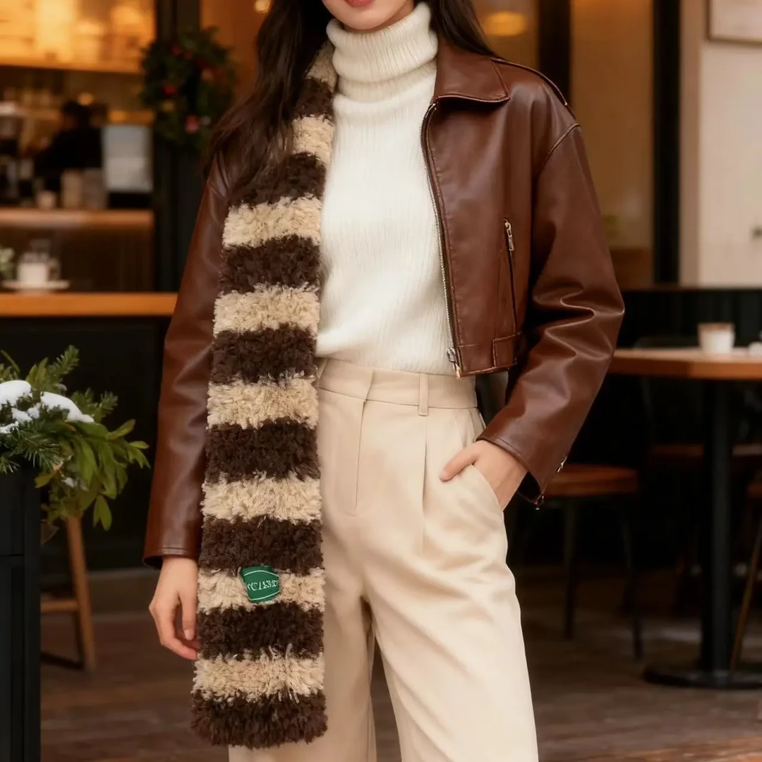 新疆包邮【w089】软糯条纹围巾