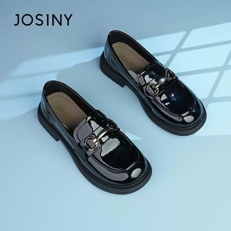 卓诗尼乐福鞋2025年新款女鞋英伦风一脚蹬漆皮亮面单鞋女士小单鞋