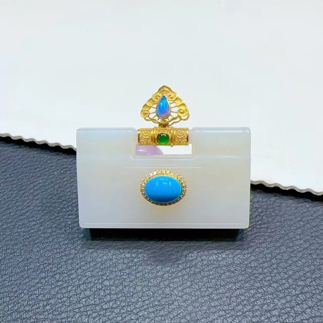 和田玉吊坠平安如意锁时尚锁骨链