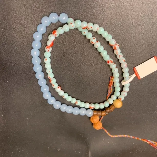 日韩简约风男女通用粉红蓝色串珠渐变彩色配饰QS6106