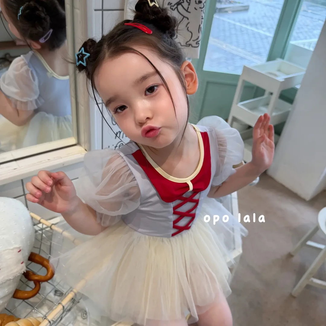 【现货】opolala·26夏女童白雪公主泡泡袖连体泳衣78161(偏小一码)