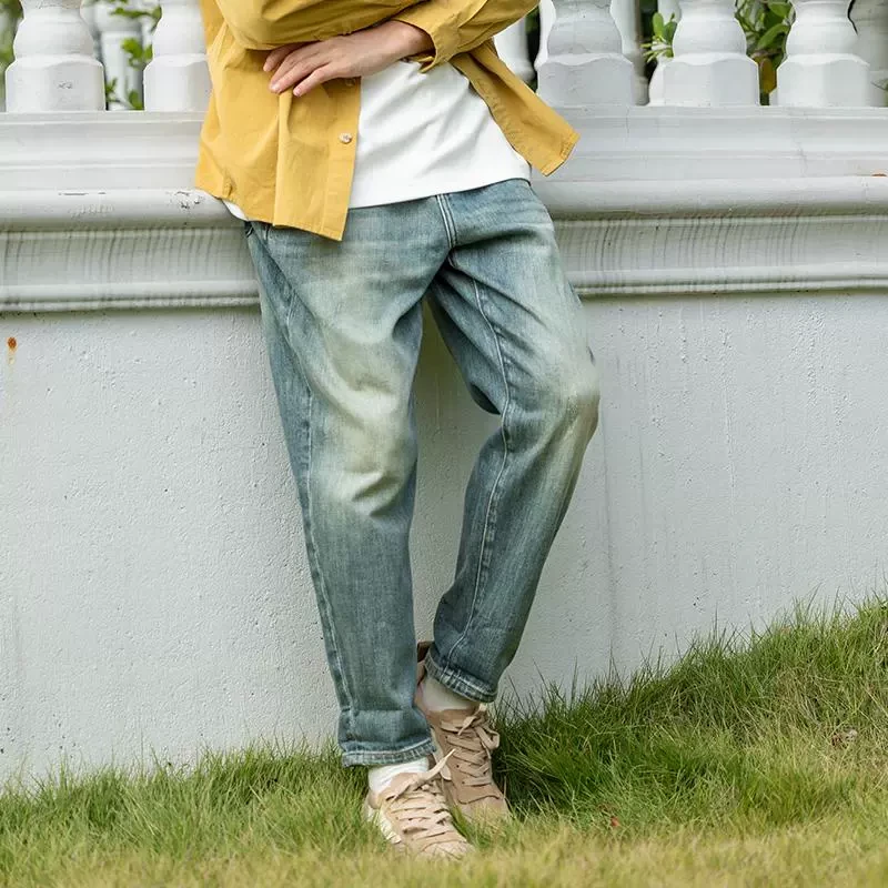 中和休闲美式复古牛仔裤男2025冬季新款宽松锥形潮流水洗休闲长裤