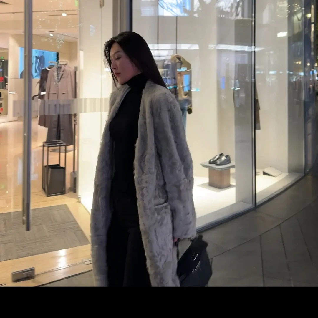 怡然自得两面穿长款小湖羊