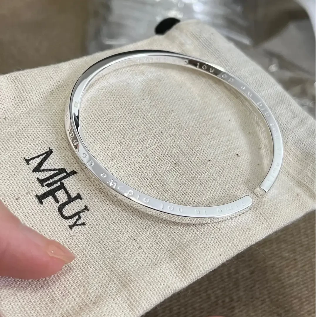 足银手镯 实心足银9999莫比乌斯情书开口手镯