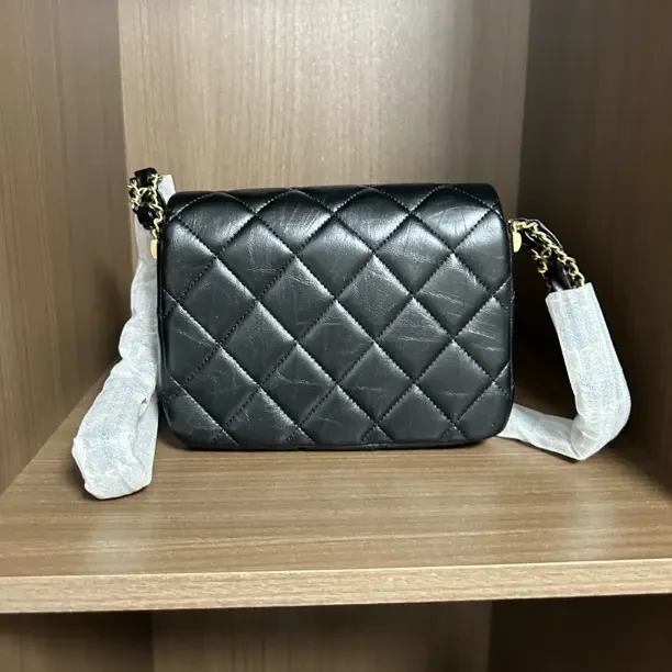 流行百搭时尚豆腐包通勤女士牛皮粗链条单肩斜挎小方包