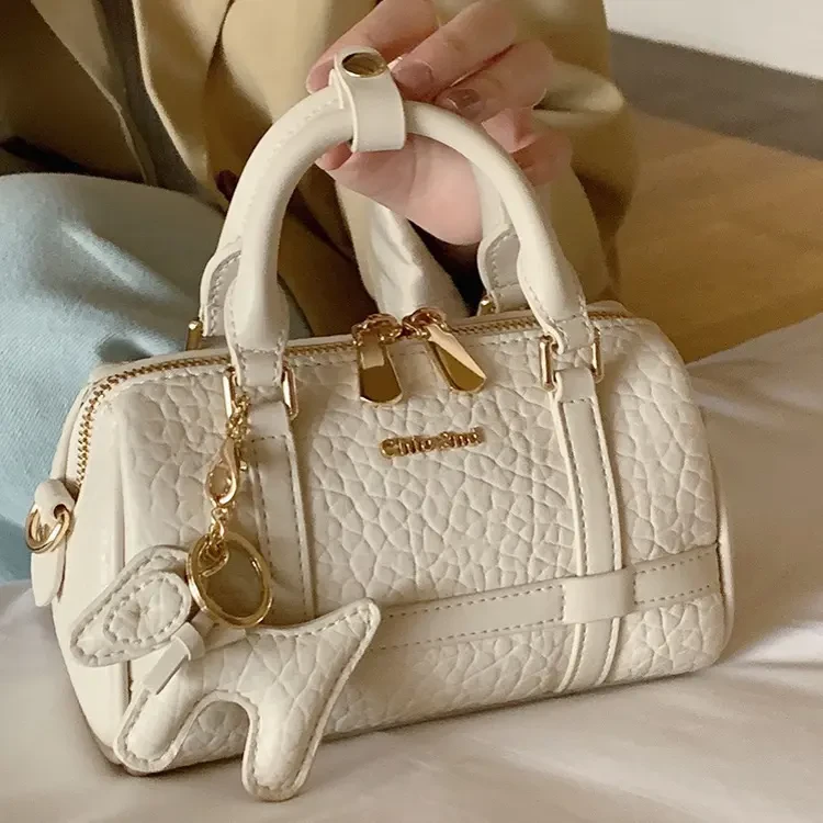 斜跨枕头包波士顿包拉链款气质斜挎包肩包朋克风拉链