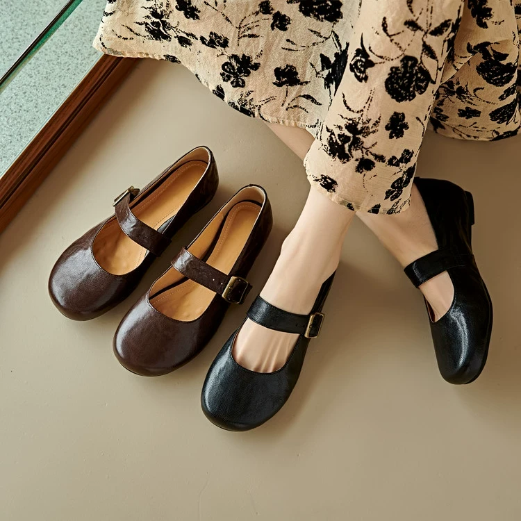 3cm中跟2025新款圆头内增高胶粘工艺复古黑日常浅口单鞋玛丽珍鞋
