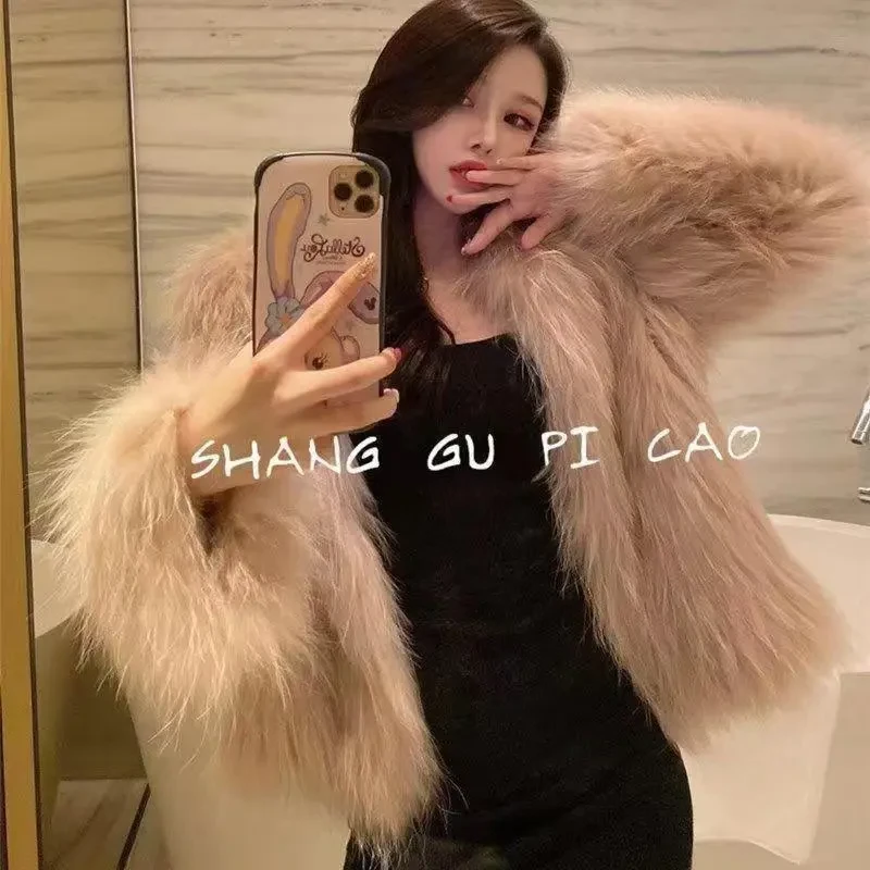 2024冬长毛外套春肤棉优质软毛时尚洋气毛毛外套气质短款网红百搭