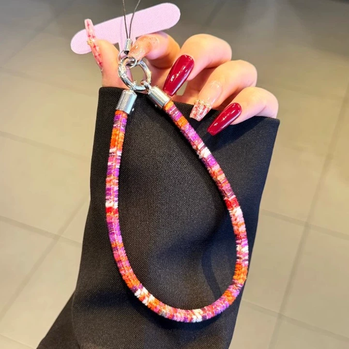 复古金丝绒手机挂链短款手腕挂件高级挂饰防丢钥匙扣便捷腕带挂绳