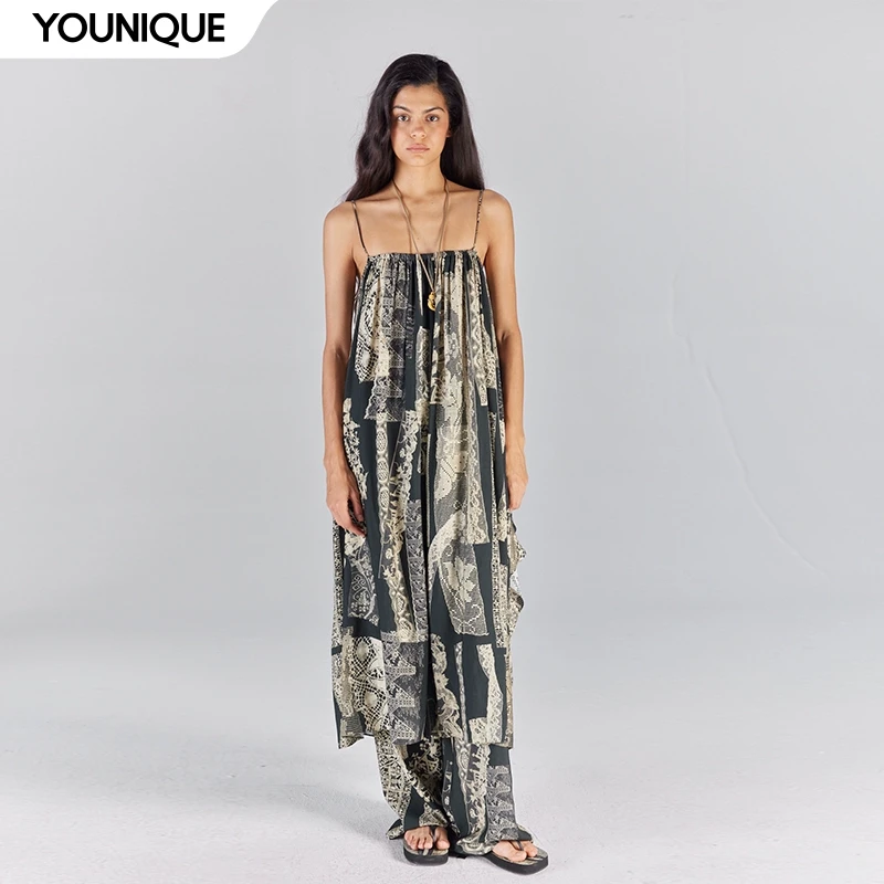 【ICE DUST】新品25SS印花吊带飘带连衣裙女