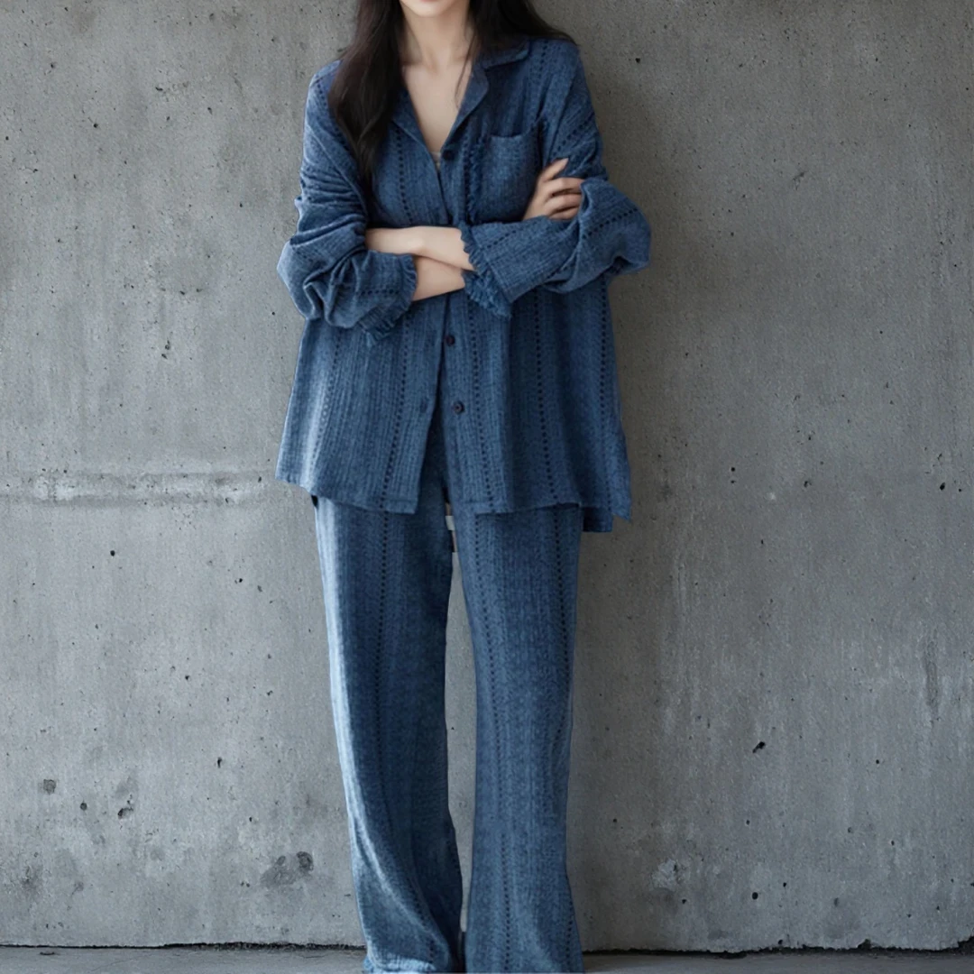 带胸垫睡衣女春秋云朵棉长袖高级感女士可外穿时尚气质家居服套装