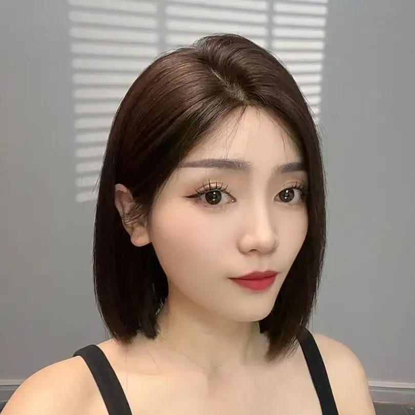 30cm生物膜皮肉感额头发际线超隐形无刘海全真人发丝头套气质百搭