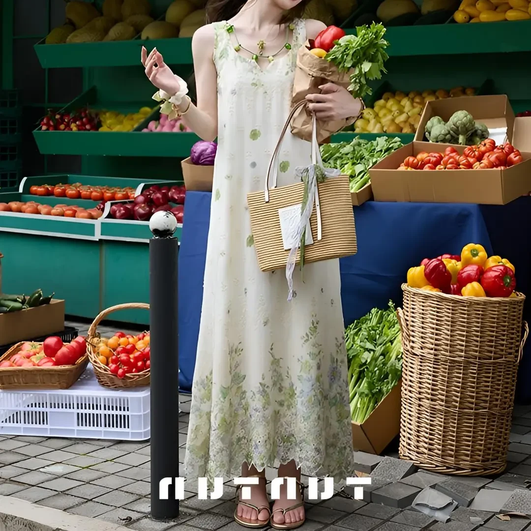 春夏【草木之灵】森系小清新 法式重工绣花串珠连衣裙