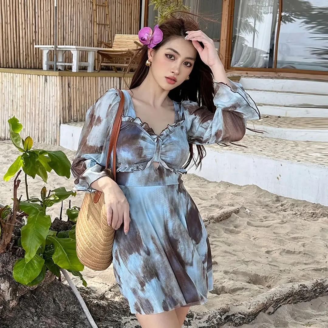 连体泳衣女裙式大码微胖mm遮肚显瘦保守黑色温泉度假泳装