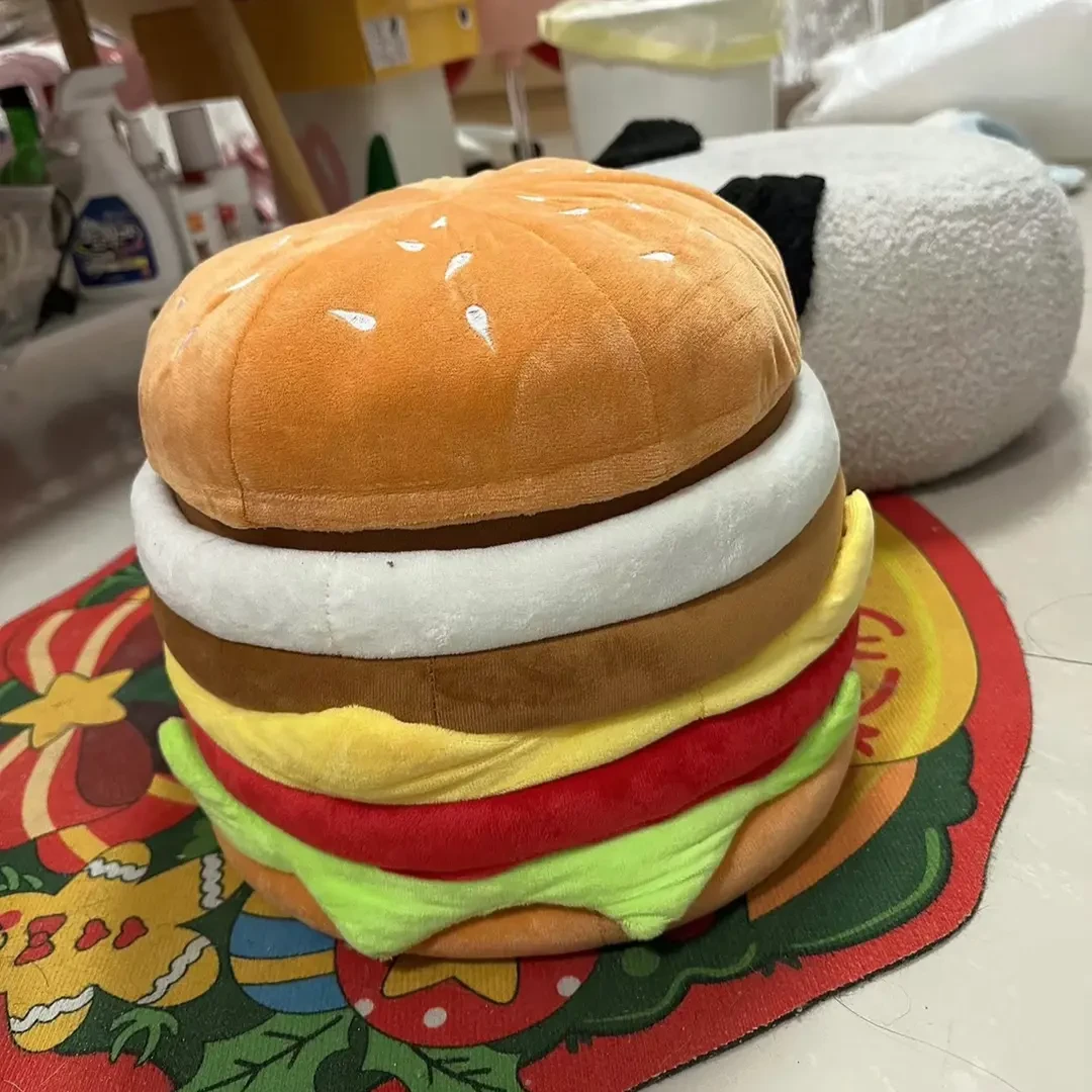 汉堡收纳凳子卡通可爱带盖收纳盒创意汉堡包零食收纳筐杂物收纳篮