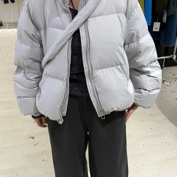 韩版女宽松立领小个子短款白鸭绒休闲保暖外套冬
