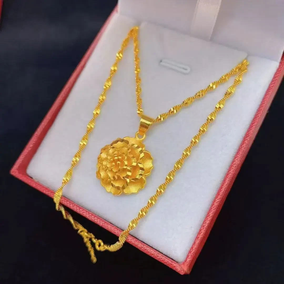 合金项链 【孟加拉赤金】 牡丹花项链气质时尚百搭女士经典精美