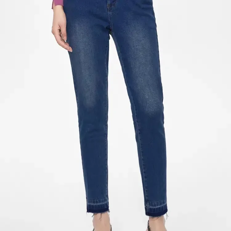 064 秋冬舒适弹力显瘦时尚加绒高腰小脚牛仔裤