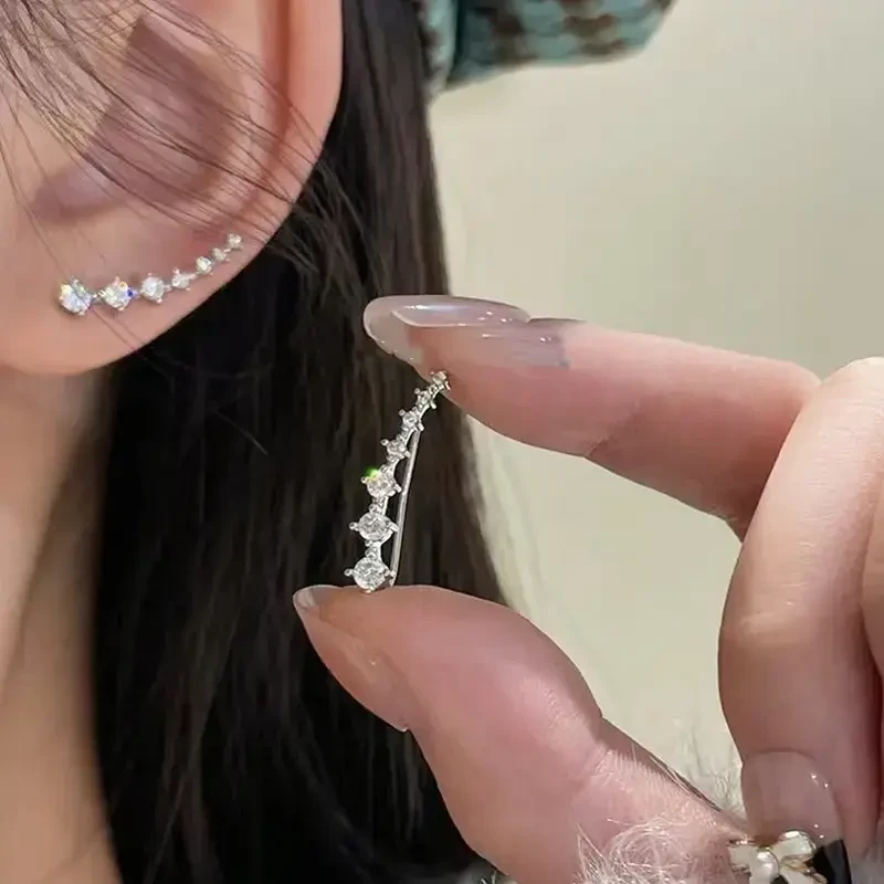 铜合金耳饰 缤朵bindo锆石耳饰 流星坠落春夏七芒星两戴小众耳钉