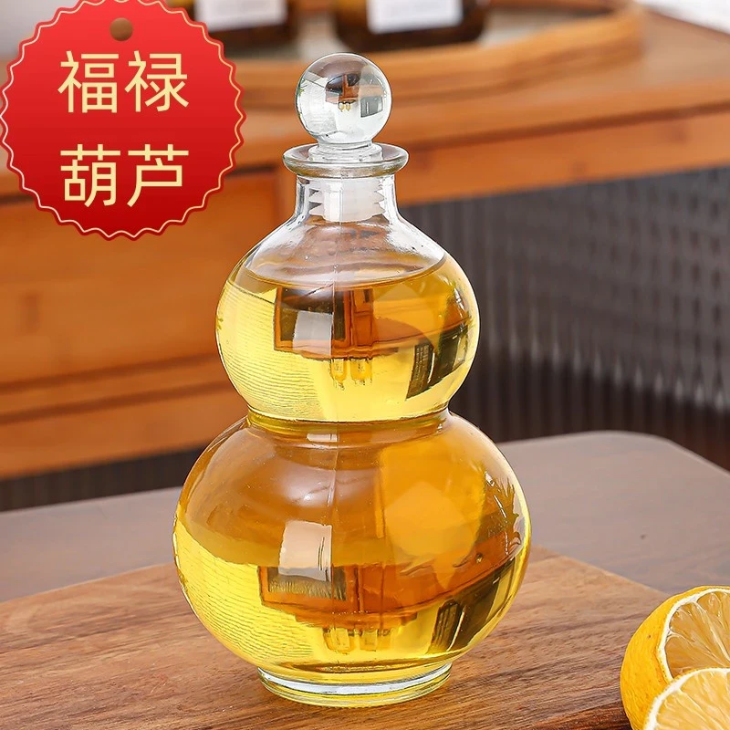 福禄葫芦酒瓶空泡茶玻璃酒瓶带防烫手提1斤装泡酒瓶子密封瓶