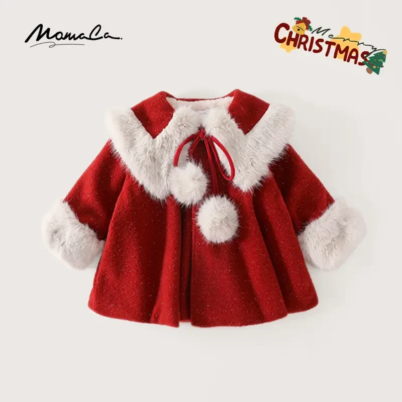 MOMOCO冬季女童毛毛年款可爱毛球呢子外套演出服新款75830107145