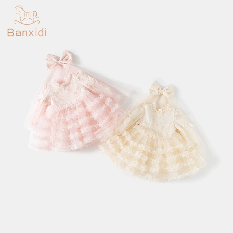 班喜迪女童连衣裙秋新款洋气儿童裙子周岁礼服宝宝网纱公主裙秋季