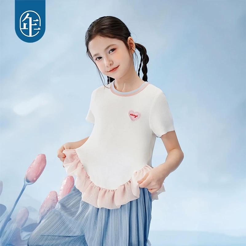 【半糖奶昔】年衣儿童短袖T恤女童25年夏季新款上衣宽松圆领打底