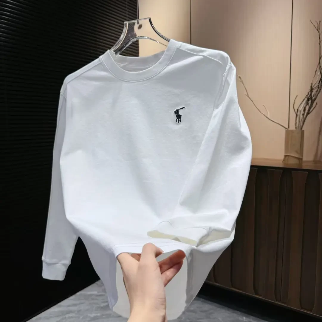 秋季男士新款长袖简约修身时尚气质百搭卫衣春秋白色宽松学生