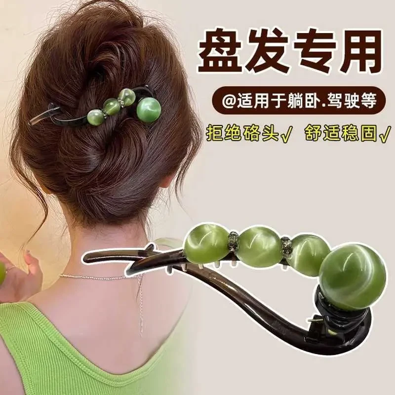 夏天简约随手盘发一字扭扭夹珠珠水钻发夹女~2025新款抓夹高级感