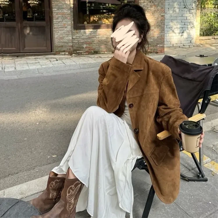 9855#大码秋新款复古美拉德高级感西装外套（秒默认微瑕）