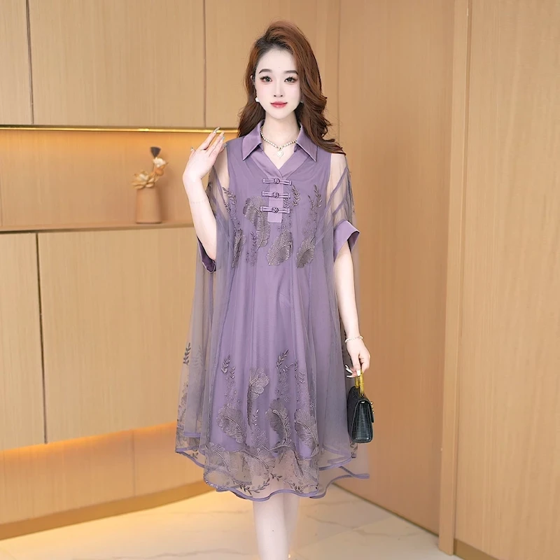【连衣裙】夏季新款时尚气质高贵洋气百搭阔版显瘦减龄宽松连衣裙