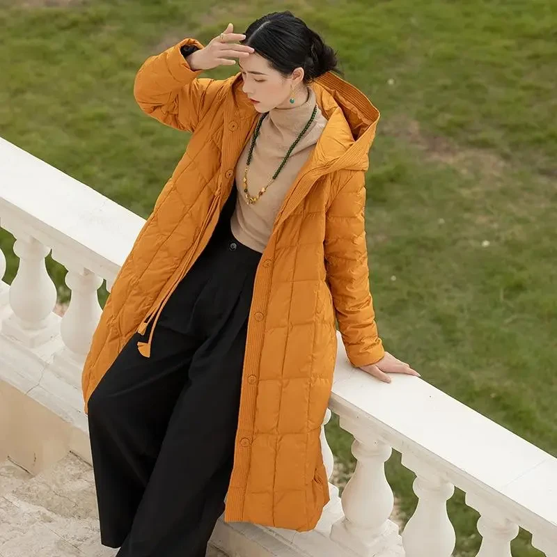 【精致流苏】休闲连帽宽松遮肉中长款大码羽绒服