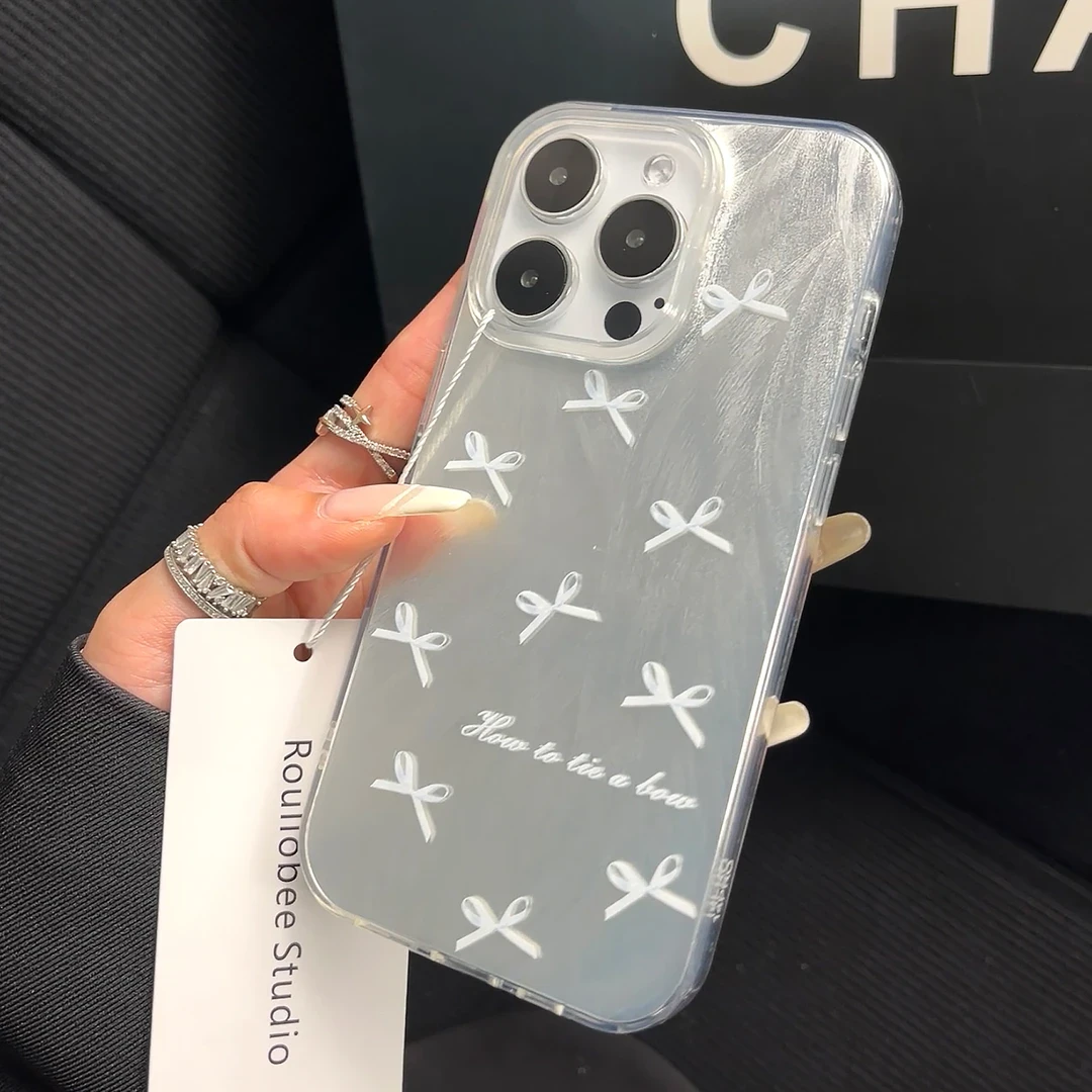 EXMX蝴蝶结适用苹果15/16手机壳iPhone13/14promax防摔保护壳羽纱