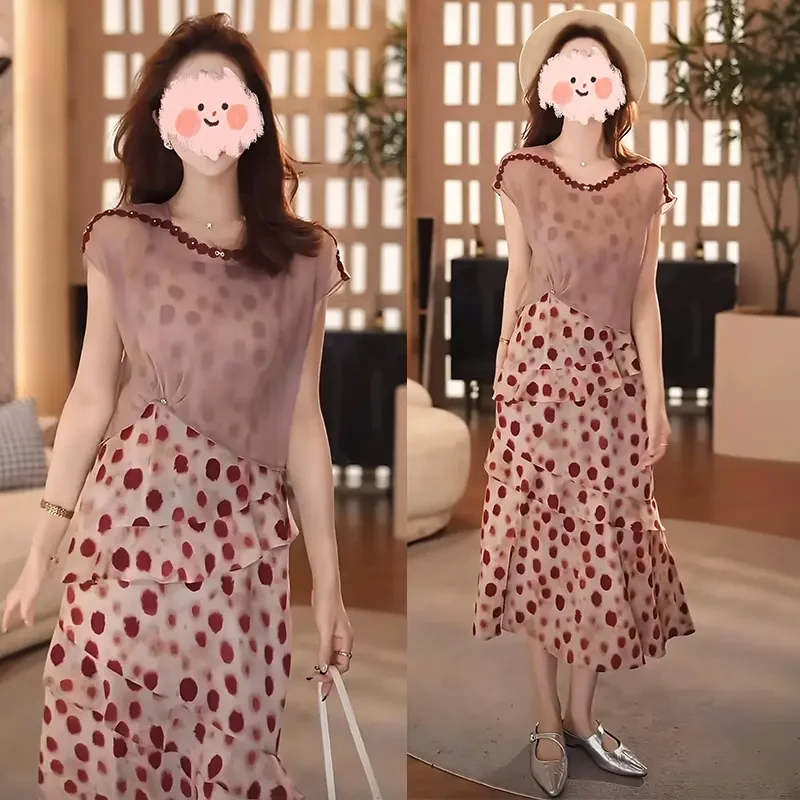 五一旅游出街穿搭千金甜美夏天小众遮肉连衣裙气质套装洋气衣服女
