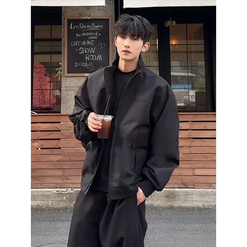 美式飞行员夹克男春秋高级感痞帅立领外套cleanfit短款工装冲锋衣