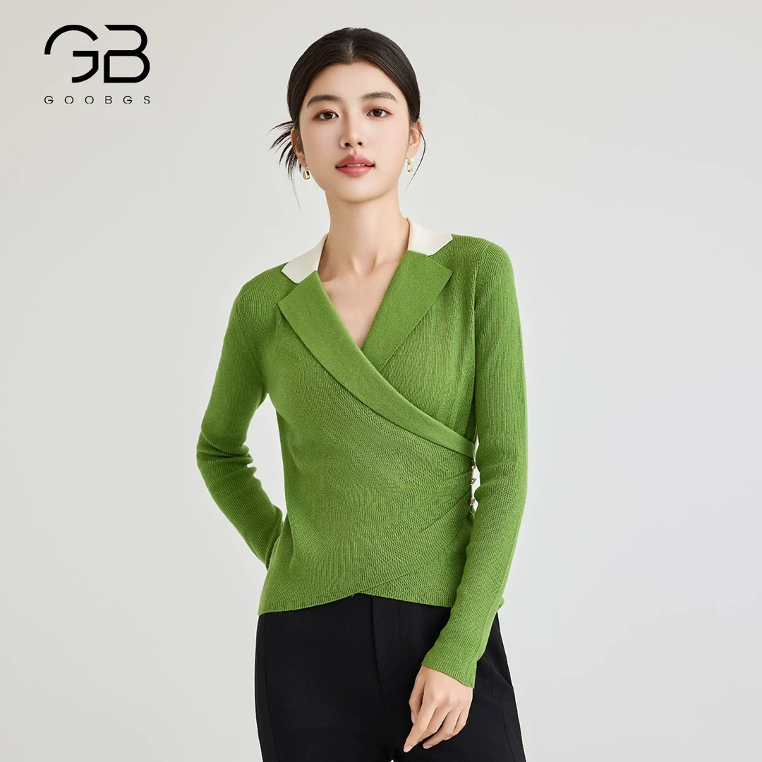 【女乔专属 】谷邦GOOBGS V领长袖针织衫 G3171704