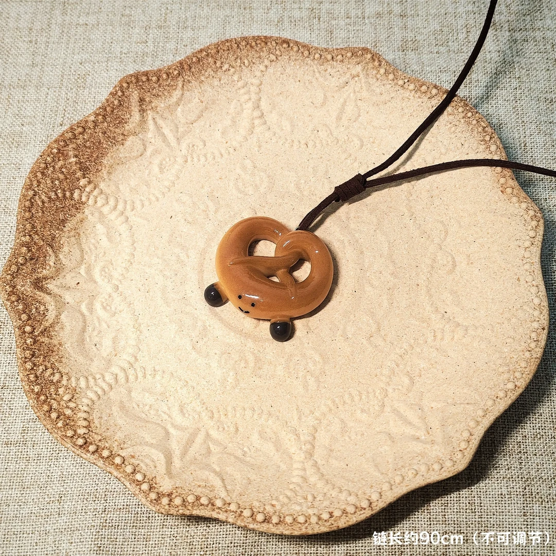 非金属树脂项链 手工碱水面包 小众设计长款毛衣链秋冬配饰卫衣链