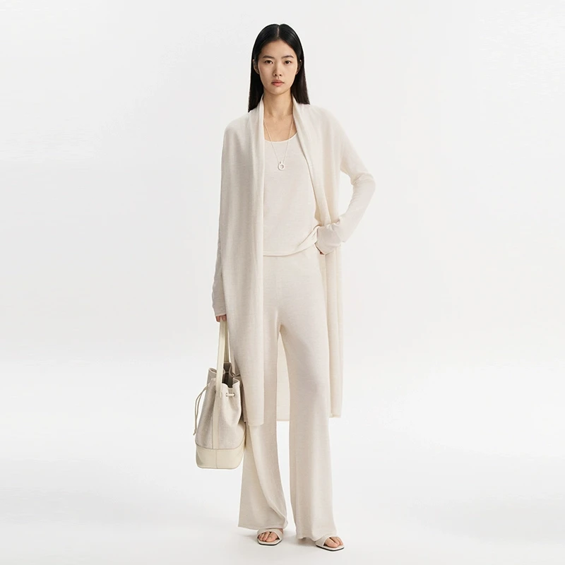 【CONCISE-WHITE】noundnound纯色一片式连领气质长开衫25春夏新款