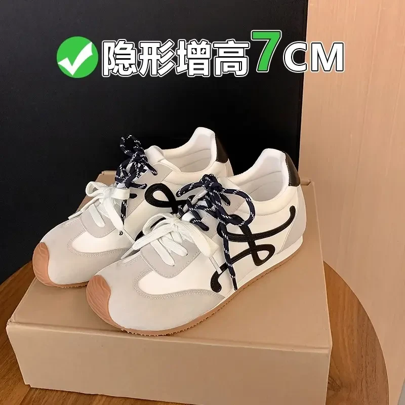 自留款~小个子7cm内增高厚底德训鞋女复古小歪头休闲鞋阿甘鞋百搭