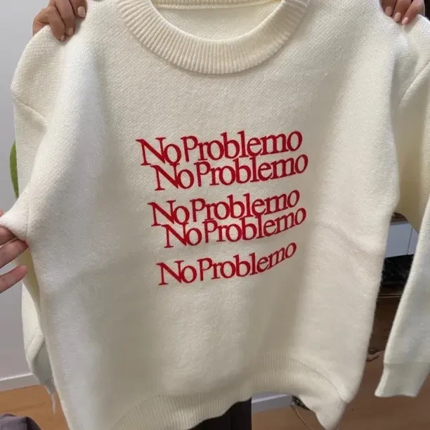 女印花字母慵懒风朋克风毛针织衫卡通韩版白色加厚