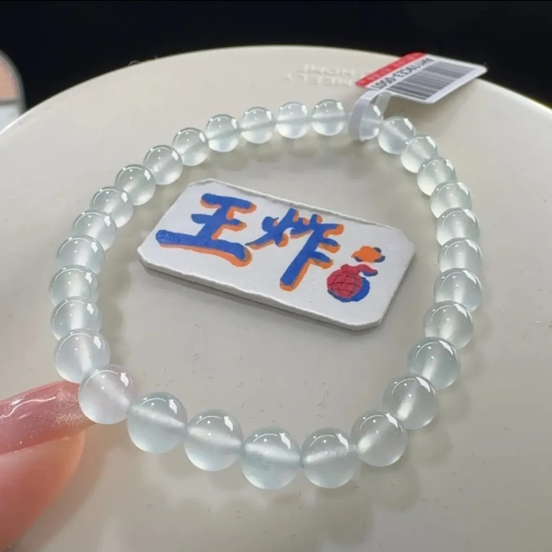 颍川翡翠高冰玻晴底白钢卡6手串(首款)