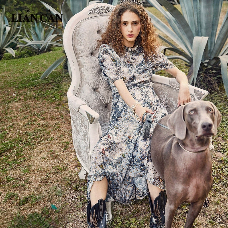 莲灿2025秋新商场同款法式甜酷风收腰短袖连衣裙7121224013