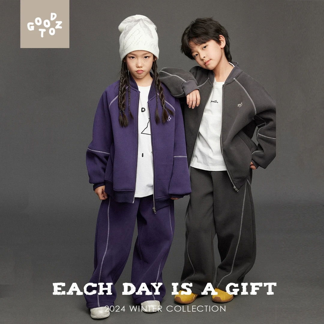 GOOD TOZ12/2【休闲风潮】中大童套装男童撞色压线棒球领开衫女