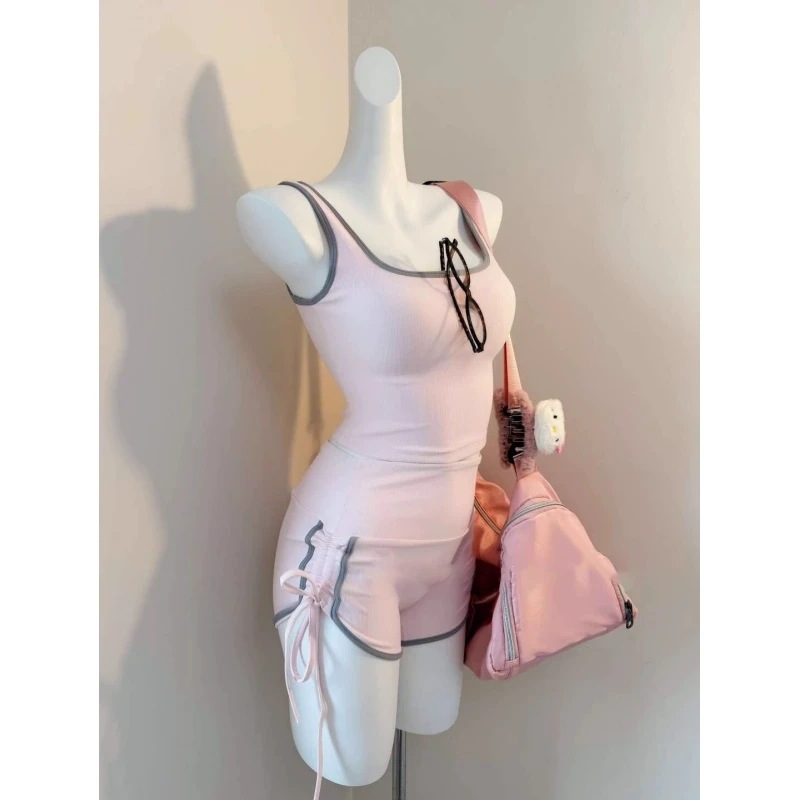 网红少女专属甜美带胸垫吊带背心睡衣女夏天新款短裤套装家居服女