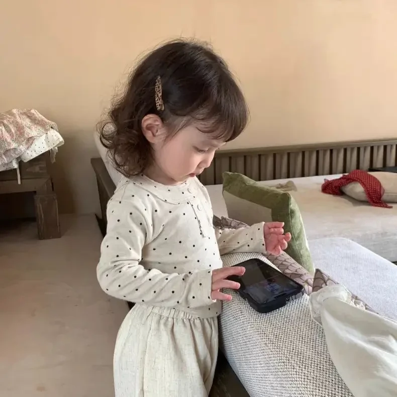 女童秋季波点长袖T恤女宝宝韩版秋装打底衫宝宝内搭上衣t童装0033