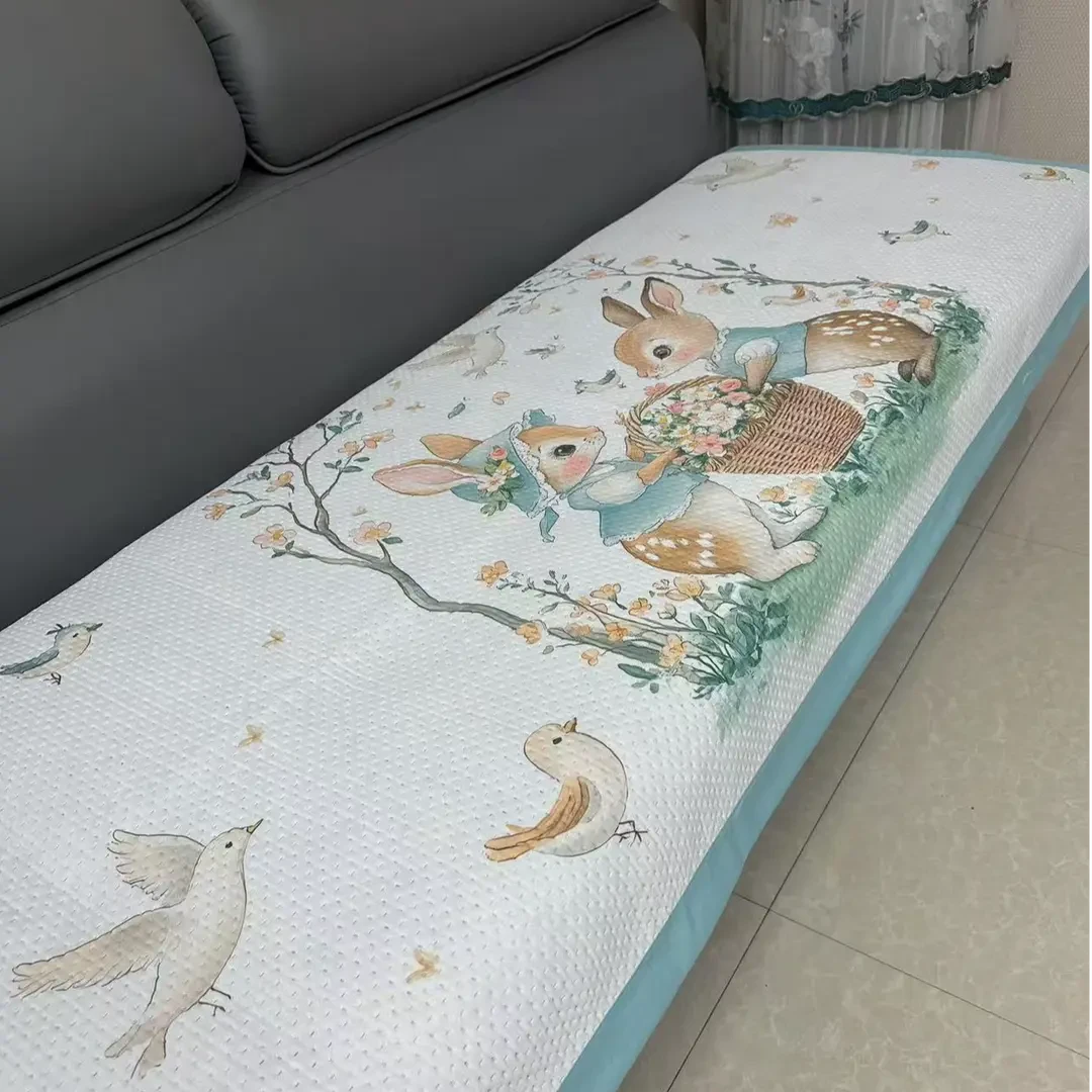 田园风可爱小兔90*200凉感丝沙发垫坐垫单人床盖