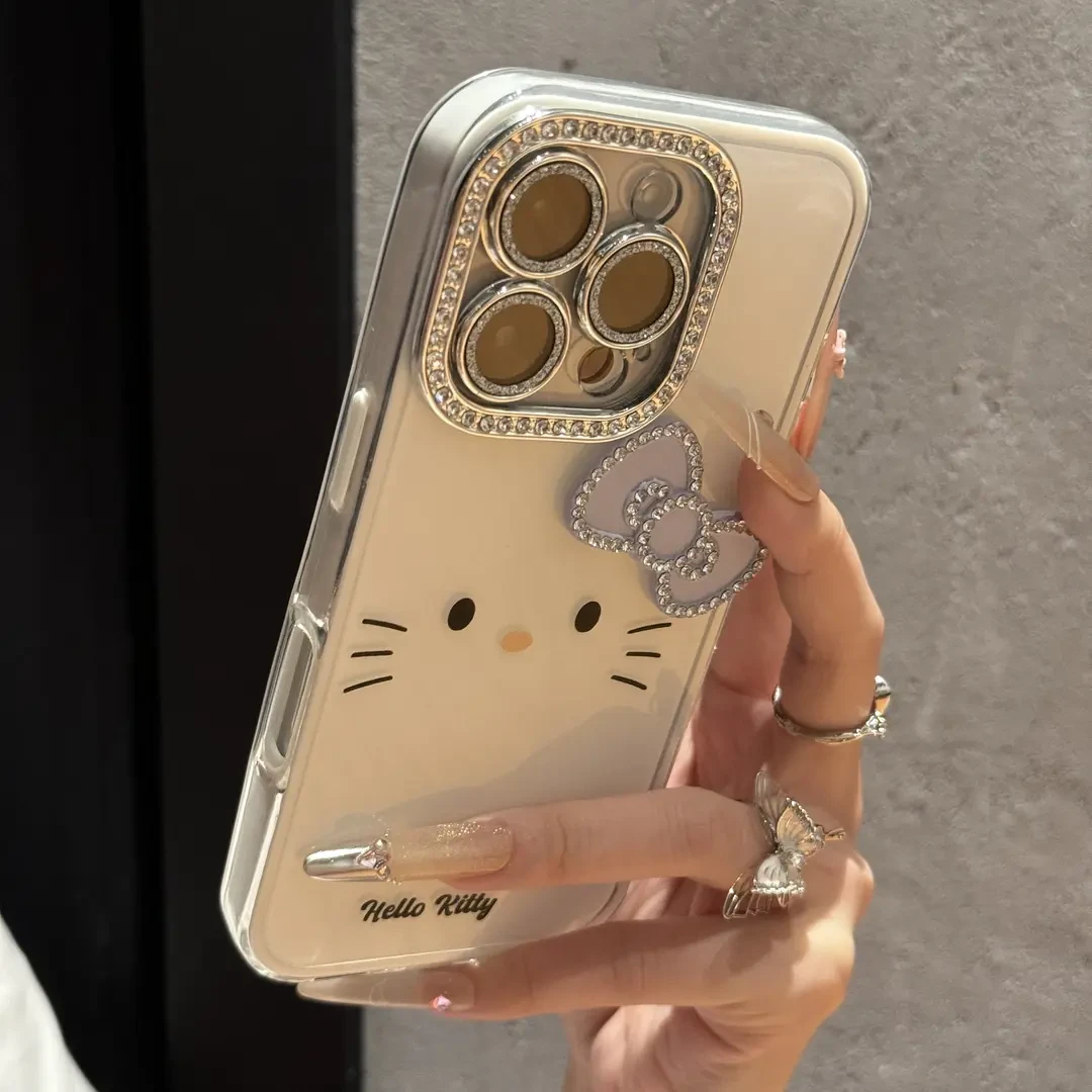 ins高颜值KT猫蝴蝶结适用苹果16手机壳iPhone15promax全包14/13女