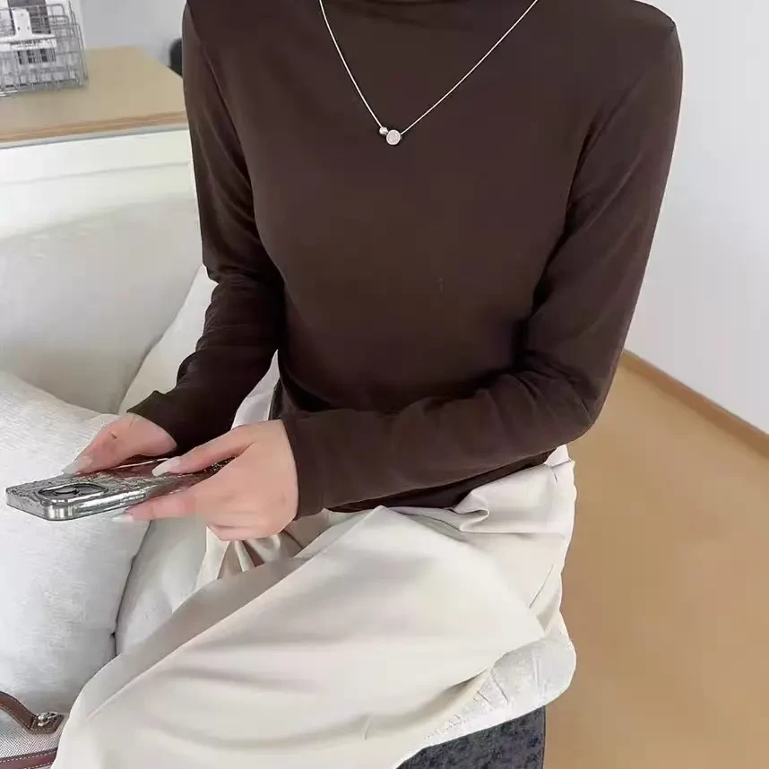 女长袖高领T恤黑色贴身打底上衣内搭洋气百搭针织