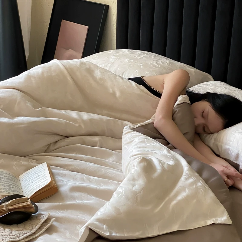 简约高级感丨天丝棉四件套轻奢高级感裸睡床单被套春夏季床品